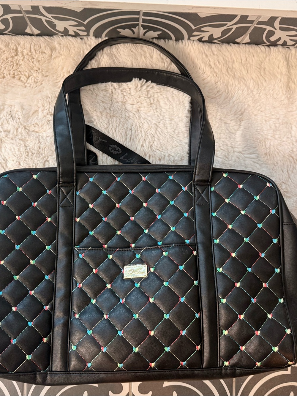 Black Betsey Johnson’s Quilted Tote Bag and matching crossbody NWOT